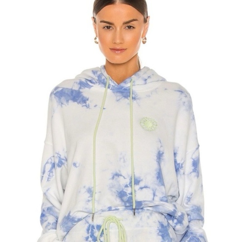 Daydreamer Free People Women Sweater XS Sunny People Blue Tie Dye Hoodie Crop‎